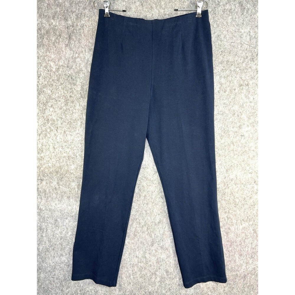L.L. Bean Navy Perfect Fit Pants, Slim Leg Size Medium High Rise 260867